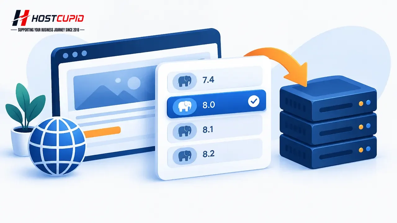 How to Change the PHP Version for a Domain in cPanel — technical guide illustration