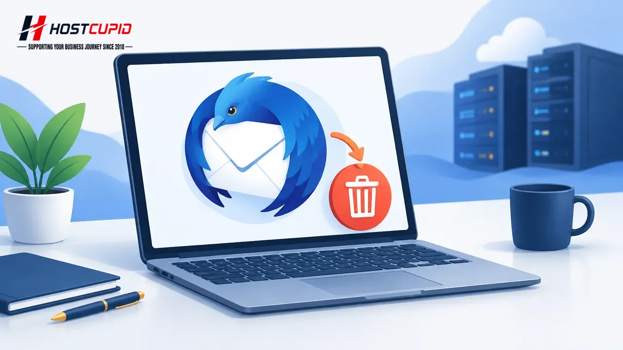 Delete an email message in Mozilla Thunderbird — technical guide illustration