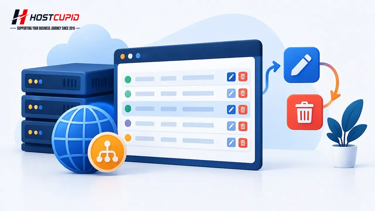 How to Edit or Delete a DNS Record in cPanel — technical guide illustration