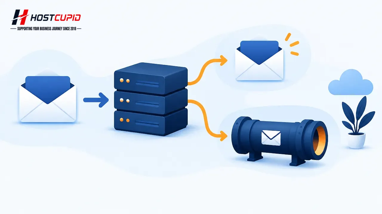 How to Forward Email to Another Address or a Mail Pipe — technical guide illustration