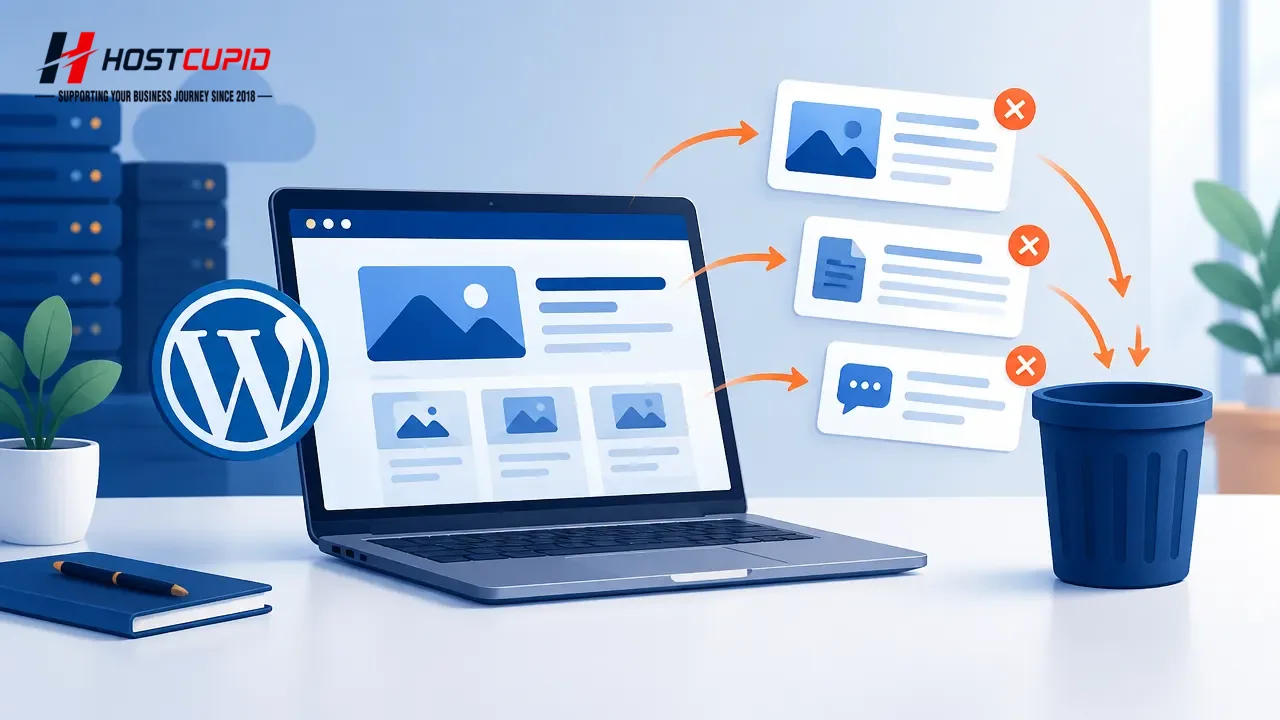 How to Remove Sample Posts, Pages, and Comments in WordPress — technical guide illustration