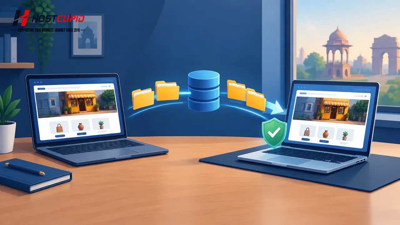 Website files and a database being restored to a separate test environment