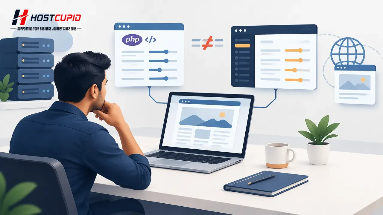 Website owner checking the PHP settings used by a live website against cPanel configuration