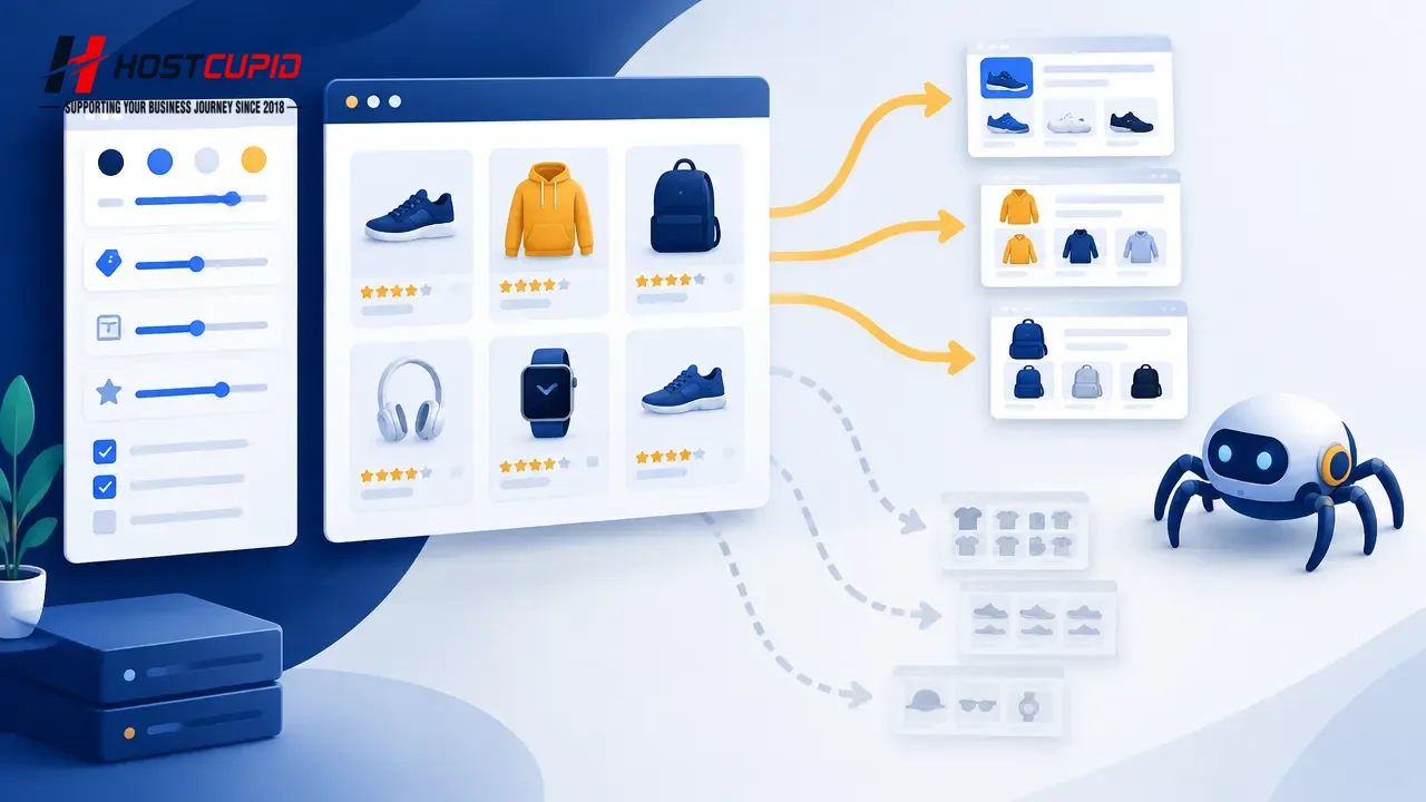 Product catalogue filters branching into useful category pages and redundant URL paths
